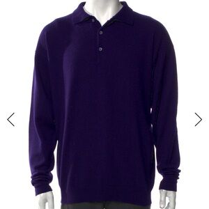 TSE 100% Cashmere Polo Sweater – Deep Purple (Size L)
